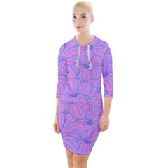 Flower-b 001 Quarter Sleeve Hood Bodycon Dress by nate14shop