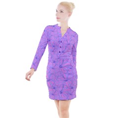 Flower-b 001 Button Long Sleeve Dress by nate14shop