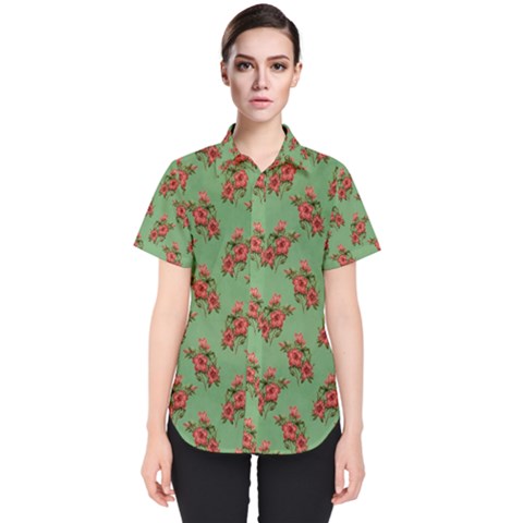 Flowers-b 002 Women s Short Sleeve Shirt by nate14shop