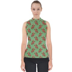Flowers-b 002 Mock Neck Shell Top by nate14shop
