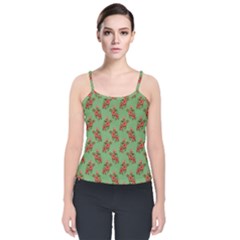 Flowers-b 002 Velvet Spaghetti Strap Top by nate14shop