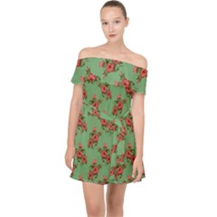 Flowers-b 002 Off Shoulder Chiffon Dress by nate14shop