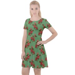 Flowers-b 002 Cap Sleeve Velour Dress  by nate14shop