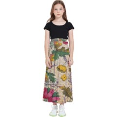 Flowers-b 003 Kids  Flared Maxi Skirt by nate14shop
