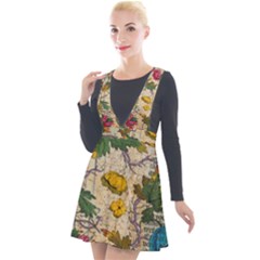 Flowers-b 003 Plunge Pinafore Velour Dress