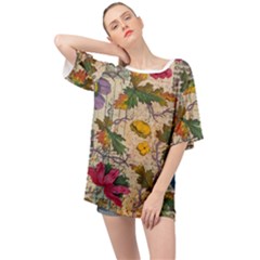 Flowers-b 003 Oversized Chiffon Top