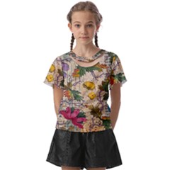 Flowers-b 003 Kids  Front Cut Tee