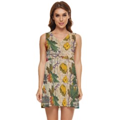 Flowers-b 003 Tiered Sleeveless Mini Dress