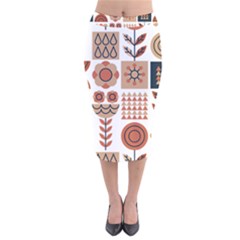 Scandinavian Pattern Artwork No 2 Velvet Midi Pencil Skirt by HWDesign