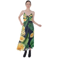 Sea Of Yellow Flowers Tie Back Maxi Dress