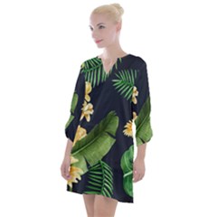 Sea Of Yellow Flowers Open Neck Shift Dress by HWDesign