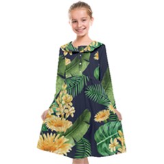 Sea Of Yellow Flowers Kids  Midi Sailor Dress by HWDesign