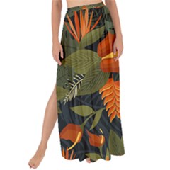 Orange Leaves Maxi Chiffon Tie-up Sarong by HWDesign