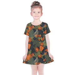 Orange Leaves Kids  Simple Cotton Dress by HWDesign