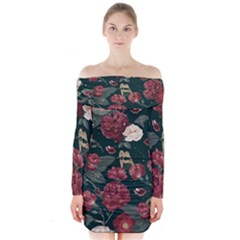Magic Of Roses Long Sleeve Off Shoulder Dress by HWDesign