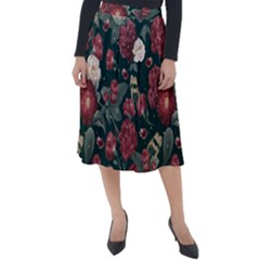 Magic Of Roses Classic Velour Midi Skirt  by HWDesign