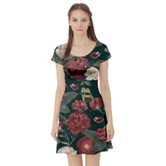 Magic Of Roses Short Sleeve Skater Dress by HWDesign