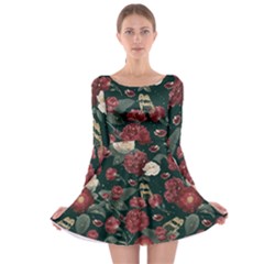 Magic Of Roses Long Sleeve Skater Dress by HWDesign