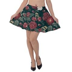 Magic Of Roses Velvet Skater Skirt by HWDesign