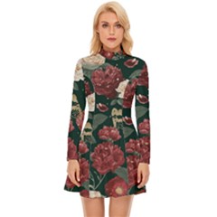 Magic Of Roses Long Sleeve Velour Longline Dress by HWDesign