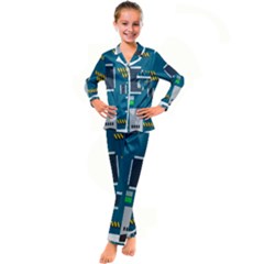 Amphisbaena Two Platform Dtn Node Vector File Kid s Satin Long Sleeve Pajamas Set