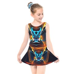 Duck-crazy-duck-abstract Kids  Skater Dress Swimsuit