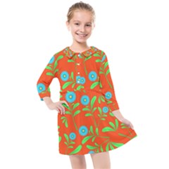 Background-texture-seamless-flowers Kids  Quarter Sleeve Shirt Dress