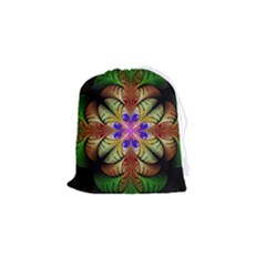 Fractal-abstract-flower-floral- -- Drawstring Pouch (small)