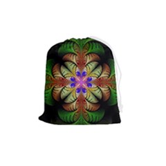 Fractal-abstract-flower-floral- -- Drawstring Pouch (medium)