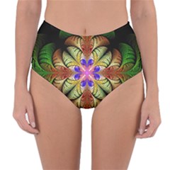 Fractal-abstract-flower-floral- -- Reversible High-waist Bikini Bottoms