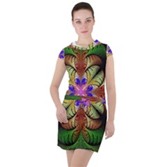 Fractal-abstract-flower-floral- -- Drawstring Hooded Dress