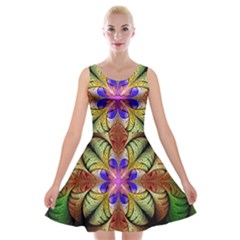 Fractal-abstract-flower-floral- -- Velvet Skater Dress