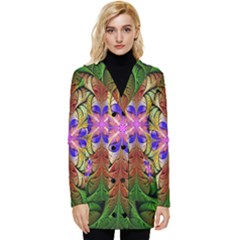 Fractal-abstract-flower-floral- -- Button Up Hooded Coat 