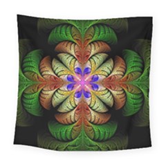 Fractal-abstract-flower-floral- -- Square Tapestry (large)