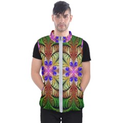 Fractal-abstract-flower-floral- -- Men s Puffer Vest