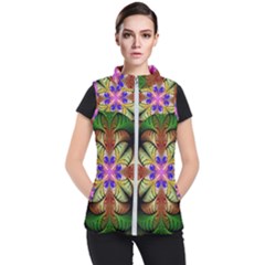 Fractal-abstract-flower-floral- -- Women s Puffer Vest