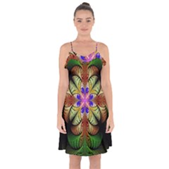 Fractal-abstract-flower-floral- -- Ruffle Detail Chiffon Dress