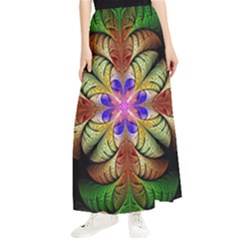 Fractal-abstract-flower-floral- -- Maxi Chiffon Skirt