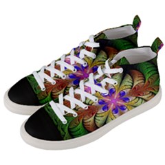 Fractal-abstract-flower-floral- -- Men s Mid-top Canvas Sneakers