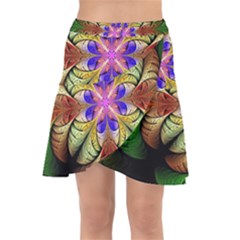 Fractal-abstract-flower-floral- -- Wrap Front Skirt