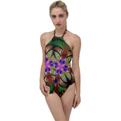 Fractal-abstract-flower-floral- -- Go With The Flow One Piece Swimsuit