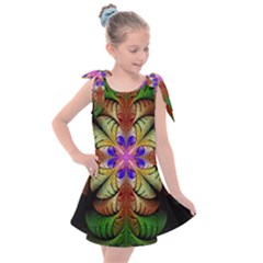 Fractal-abstract-flower-floral- -- Kids  Tie Up Tunic Dress