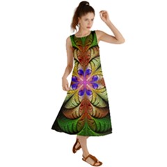 Fractal-abstract-flower-floral- -- Summer Maxi Dress