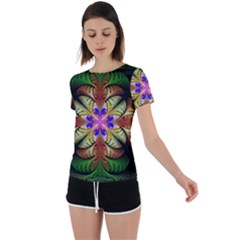 Fractal-abstract-flower-floral- -- Back Circle Cutout Sports Tee