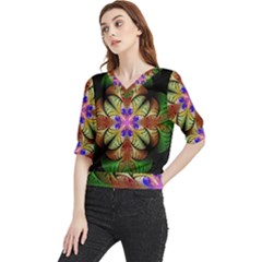 Fractal-abstract-flower-floral- -- Quarter Sleeve Blouse