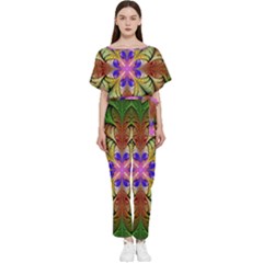 Fractal-abstract-flower-floral- -- Batwing Lightweight Chiffon Jumpsuit