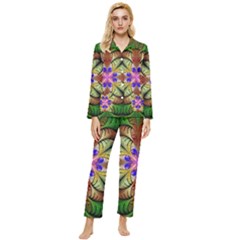 Fractal-abstract-flower-floral- -- Womens  Long Sleeve Velvet Pocket Pajamas Set