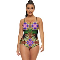 Fractal-abstract-flower-floral- -- Retro Full Coverage Swimsuit