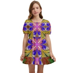 Fractal-abstract-flower-floral- -- Kids  Short Sleeve Dolly Dress