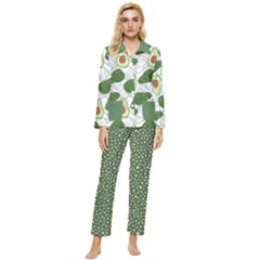 Avocado Pattern - Copy Womens  Long Sleeve Velvet Pocket Pajamas Set
